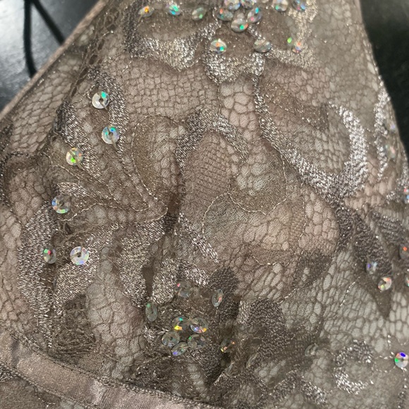 Express Champagne Lace Sequin Halter Semi-Sheer Slip Dress Y2K 6 - Picture 6 of 9